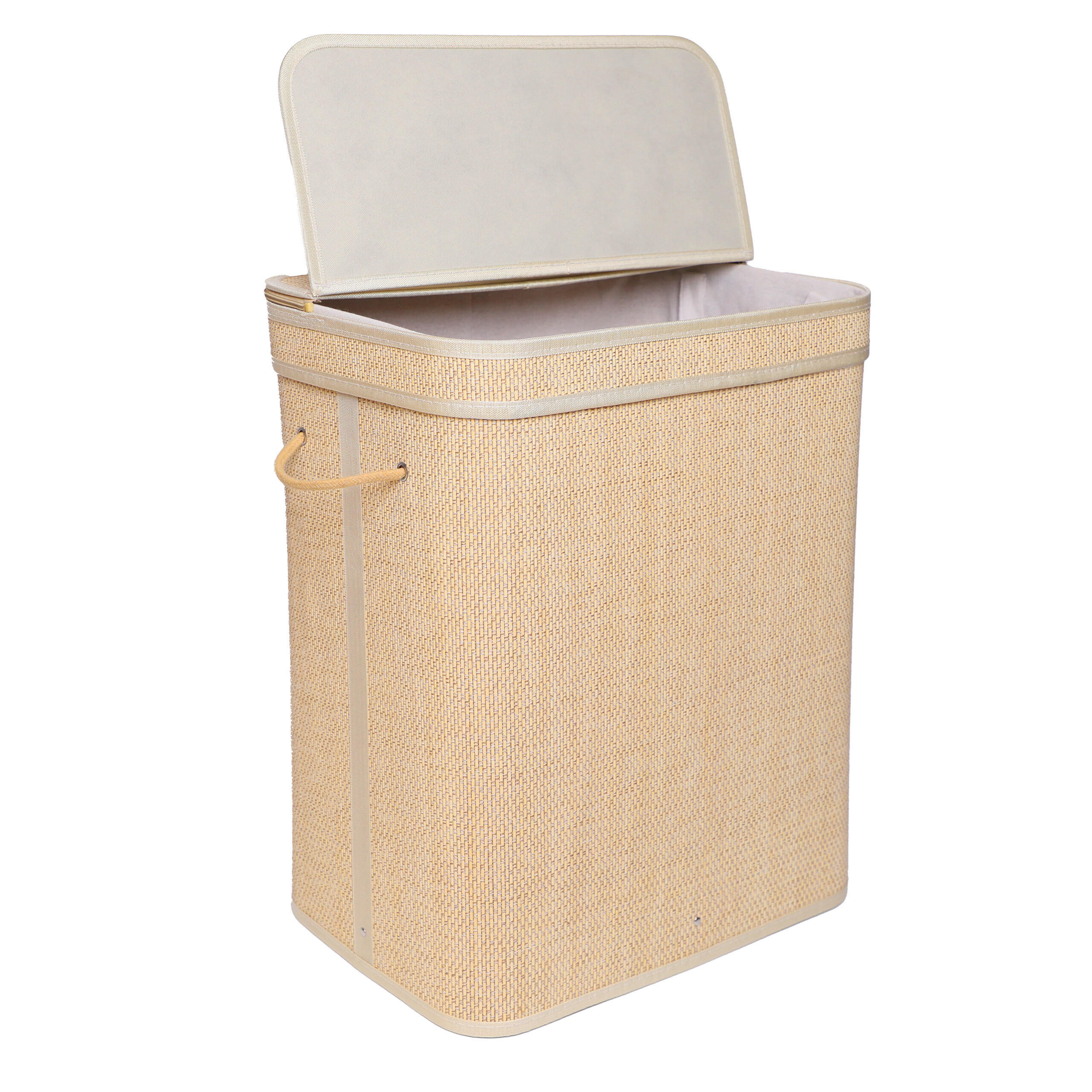 KÔŠ na prádlo - svetlohnedá, drevo/kompozitné drevo (33/49/61cm) - Relaxdays