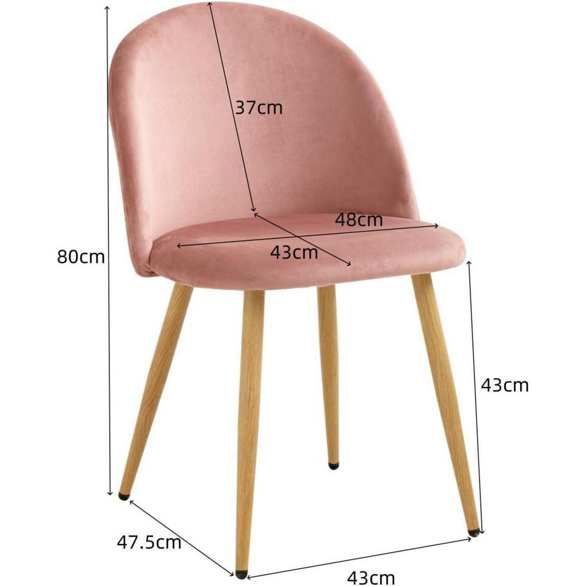 ESSZIMMERSTUHL 8er-Set Samt Rosa - Rosa, Textil (43/80/47.5cm)