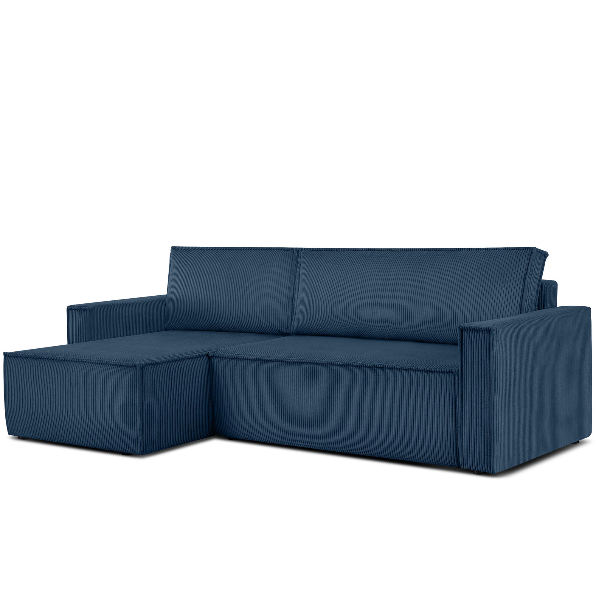 ECKSOFA-LINKS/RECHTS NAPI Schlaffunktion mit Cordbezug, blau - Blau/Schwarz, Textil (246/148cm) - KONSIMO®