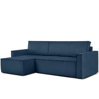 ECKSOFA-LINKS/RECHTS NAPI Schlaffunktion mit Cordbezug, blau - Blau/Schwarz, Textil (246/148cm) - KONSIMO®