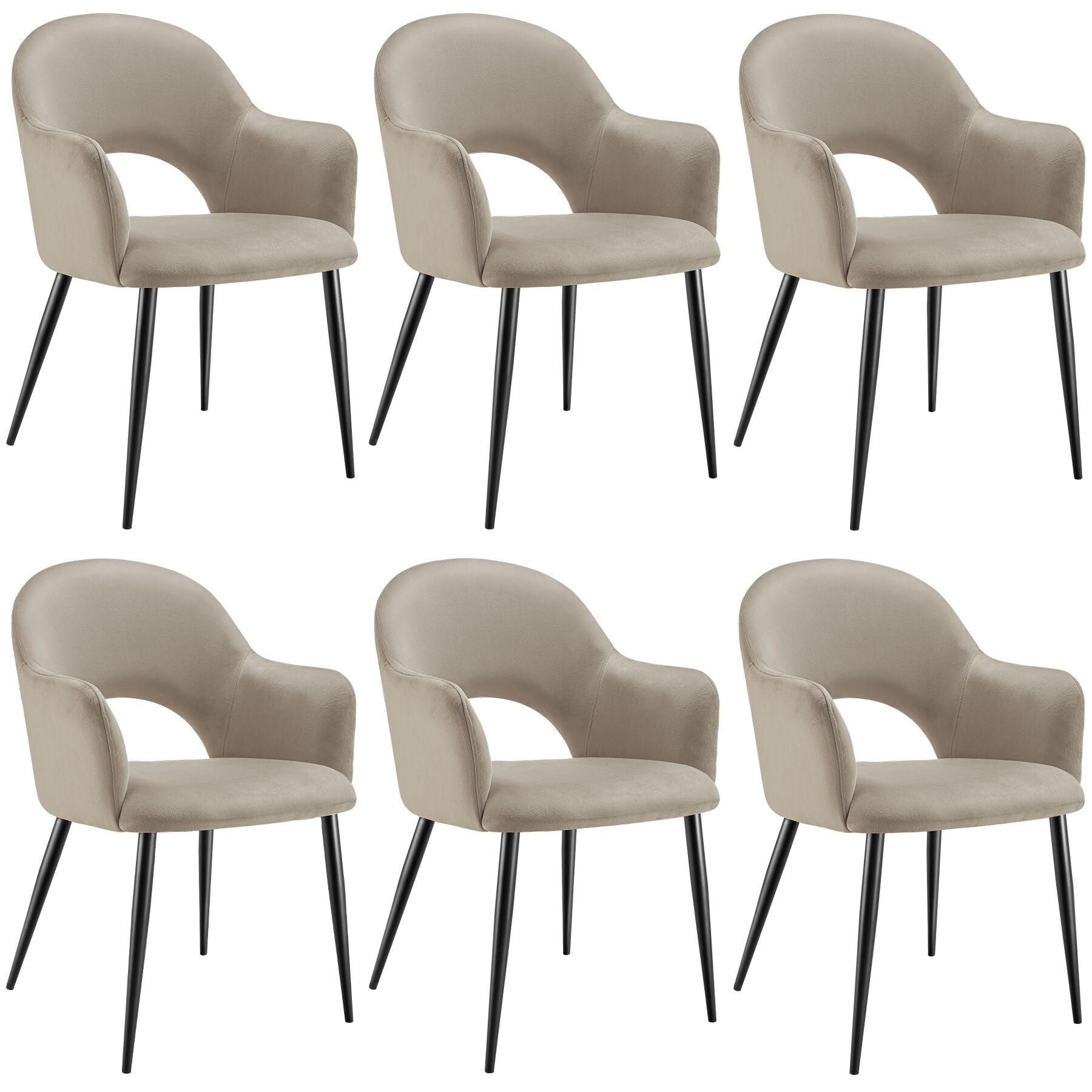 ARMLEHNSTUHL 6er Set Sachel 57 x 61 5 x 87 5 cm taupe - Taupe, Kunststoff (57/87.5/61.5cm) - tectake