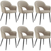 ARMLEHNSTUHL 6er Set Sachel 57 x 61 5 x 87 5 cm taupe - Taupe, Kunststoff (57/87.5/61.5cm) - tectake