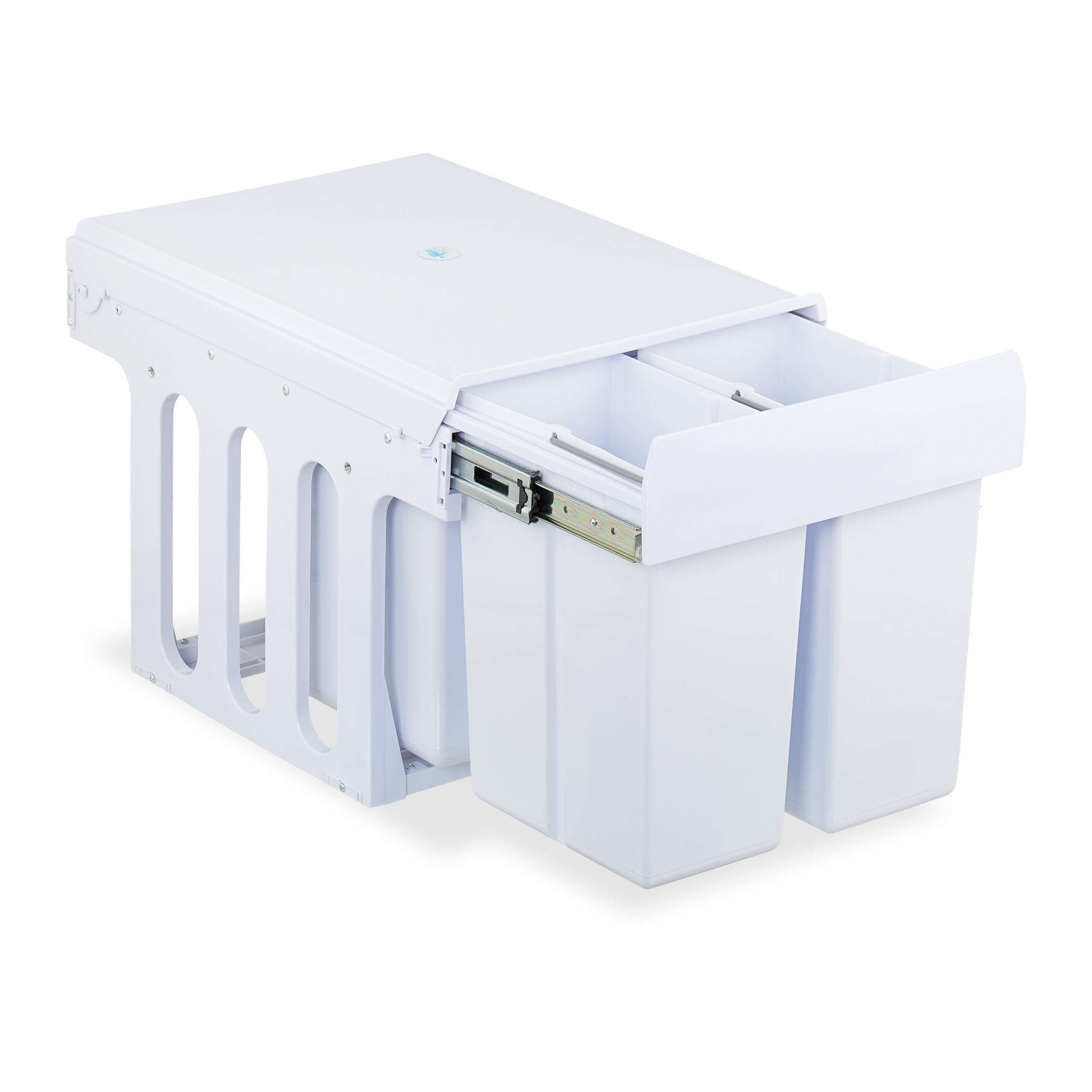 EINBAUMÜLLEIMER - Weiß, Kunststoff/Metall (34.3/35.1/48cm) - Relaxdays