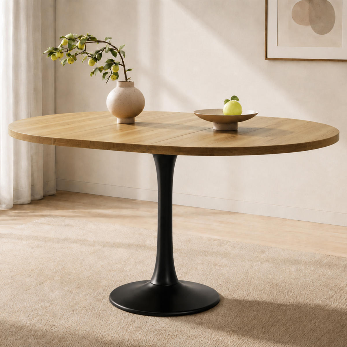 AUSZIEHTISCH Oval 100/140x100x75cm Eiche - Eichefarben, Holzwerkstoff (100/140/75cm) - FLIEKS