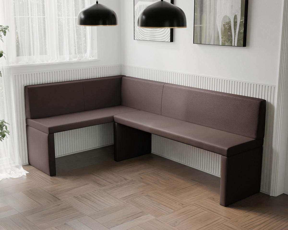 ECKBANK links OWEN Kunstleder, 142/196 cm Braun - Braun, Holz/Kunststoff (142/196cm) - Idohome