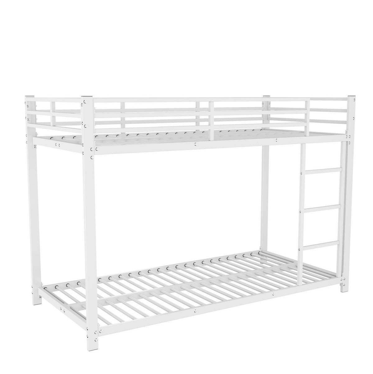 ETAGENBETT 90/200 cm mit Sicherheitsleisten, 2 Liegeflächen und Metallrahmen, Weiß - Weiß, Metall (90/200cm) - Redom