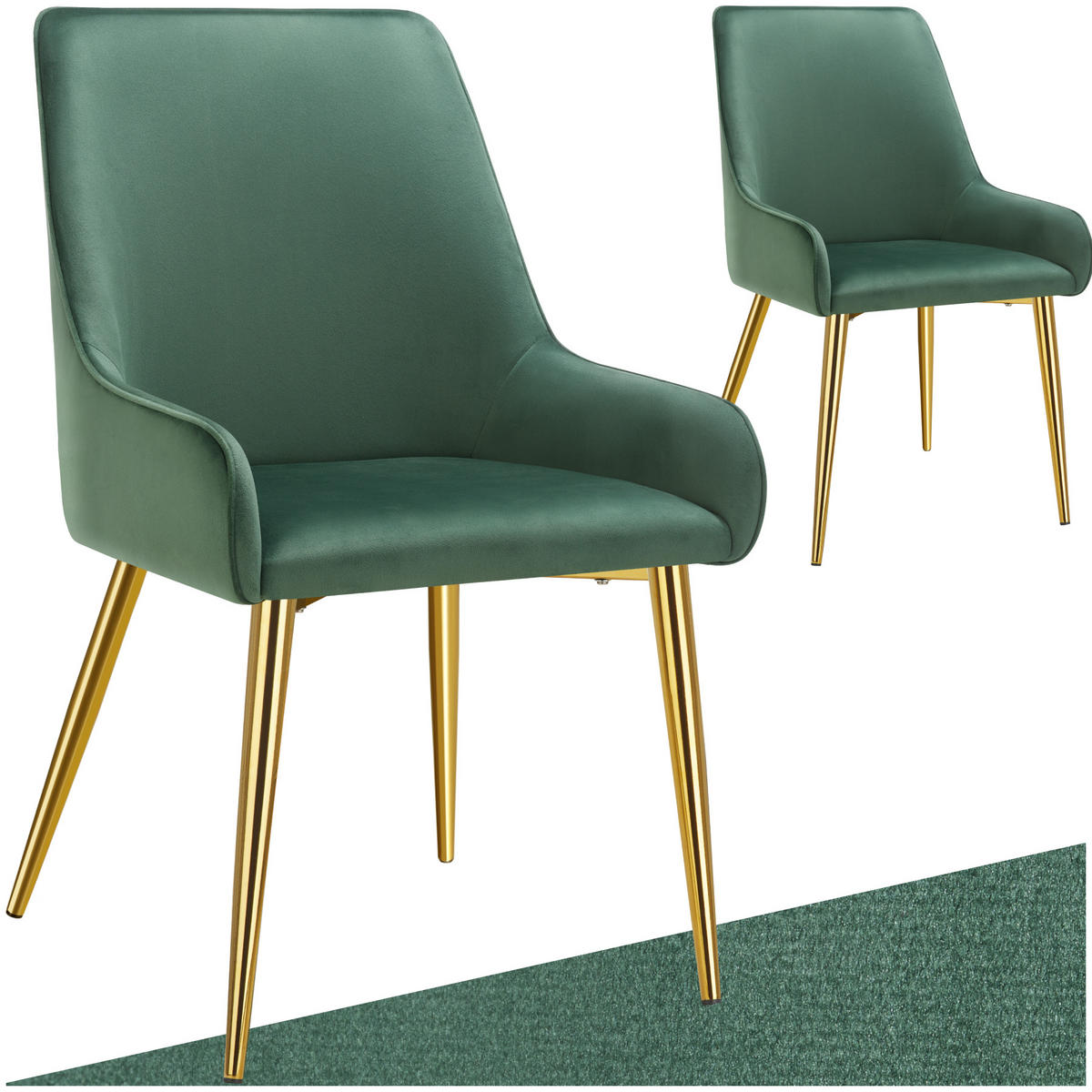 POLSTERSTUHL 2er Set Avane 52 x 61 x 89 cm grün - Grün, Textil (52/89/61cm) - tectake