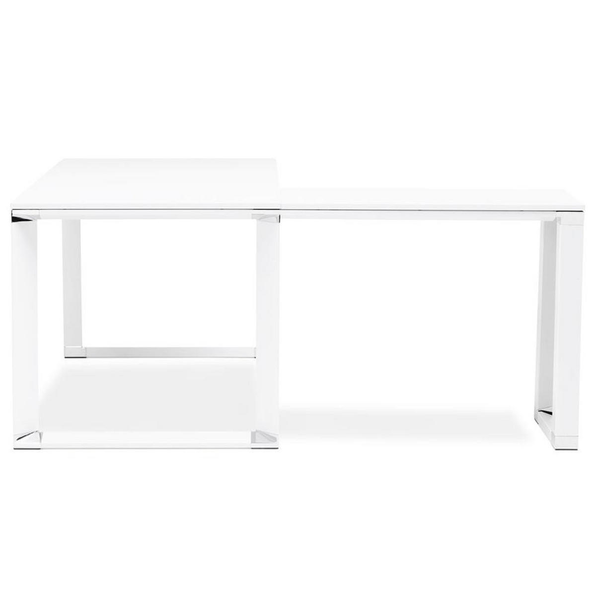 ECKSCHREIBTISCH Holz Metall Chromakzente KERIX, Weiß 170x160x74 cm - Weiß, Holz/Metall (160/170/74cm) - KADIMA DESIGN