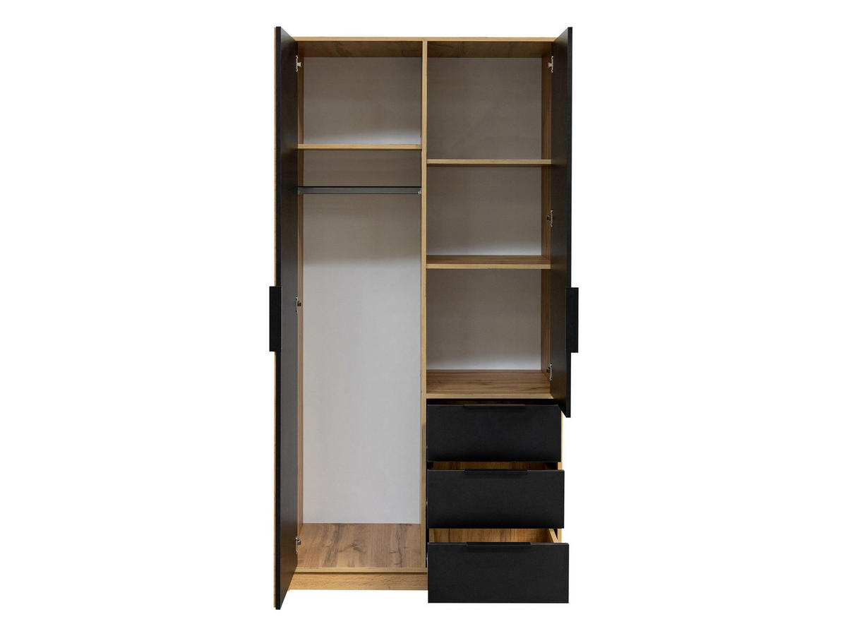KLEIDERSCHRANK Bali Lux D2 mit Schrankaufsatz - Weiß, Holzwerkstoff/Metall (100/245/58cm) - MIRJAN24