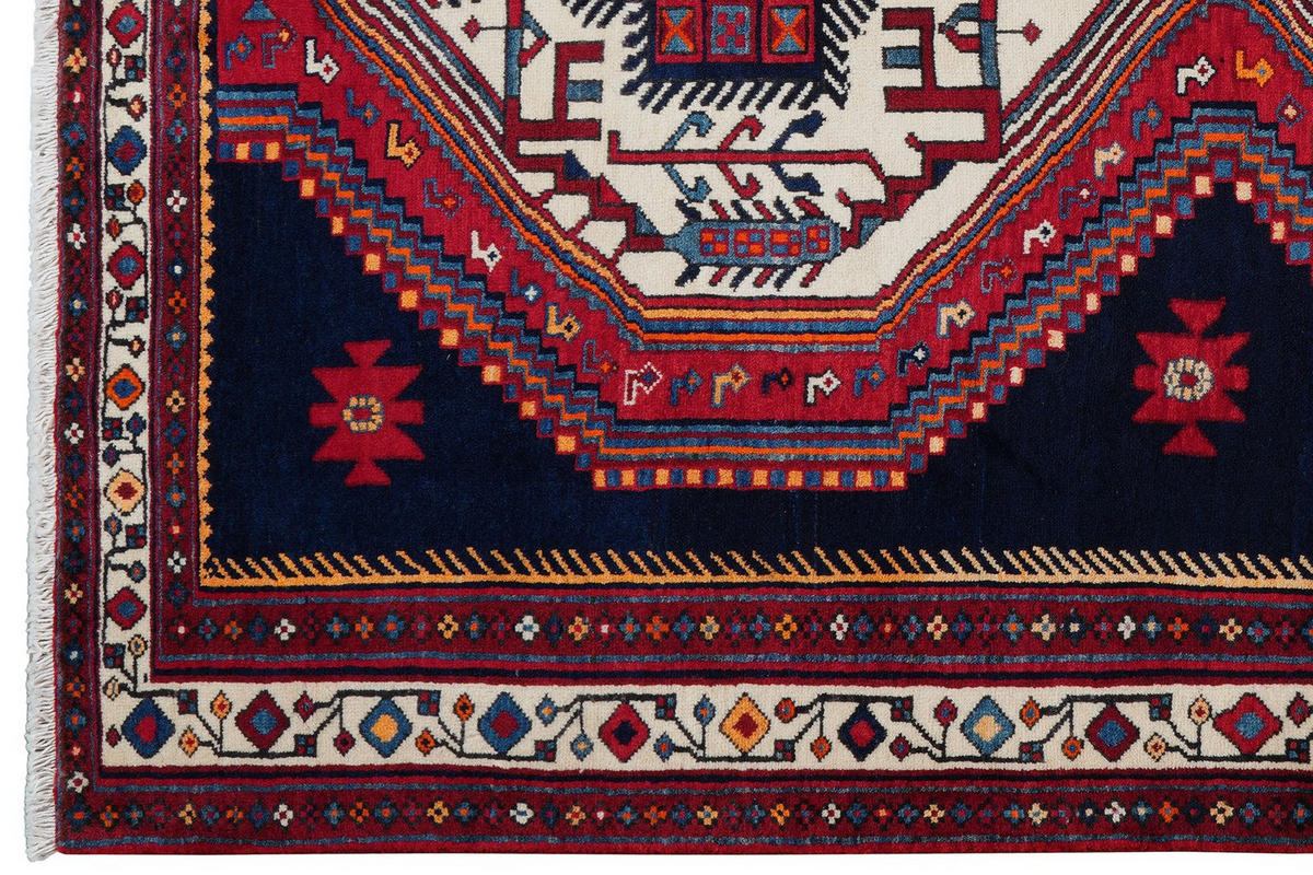 ORIENTTEPPICH handgeknüpft Afshar Blau 229/162 cm Schurwolle - Blau, Textil (162/229cm) - Looma