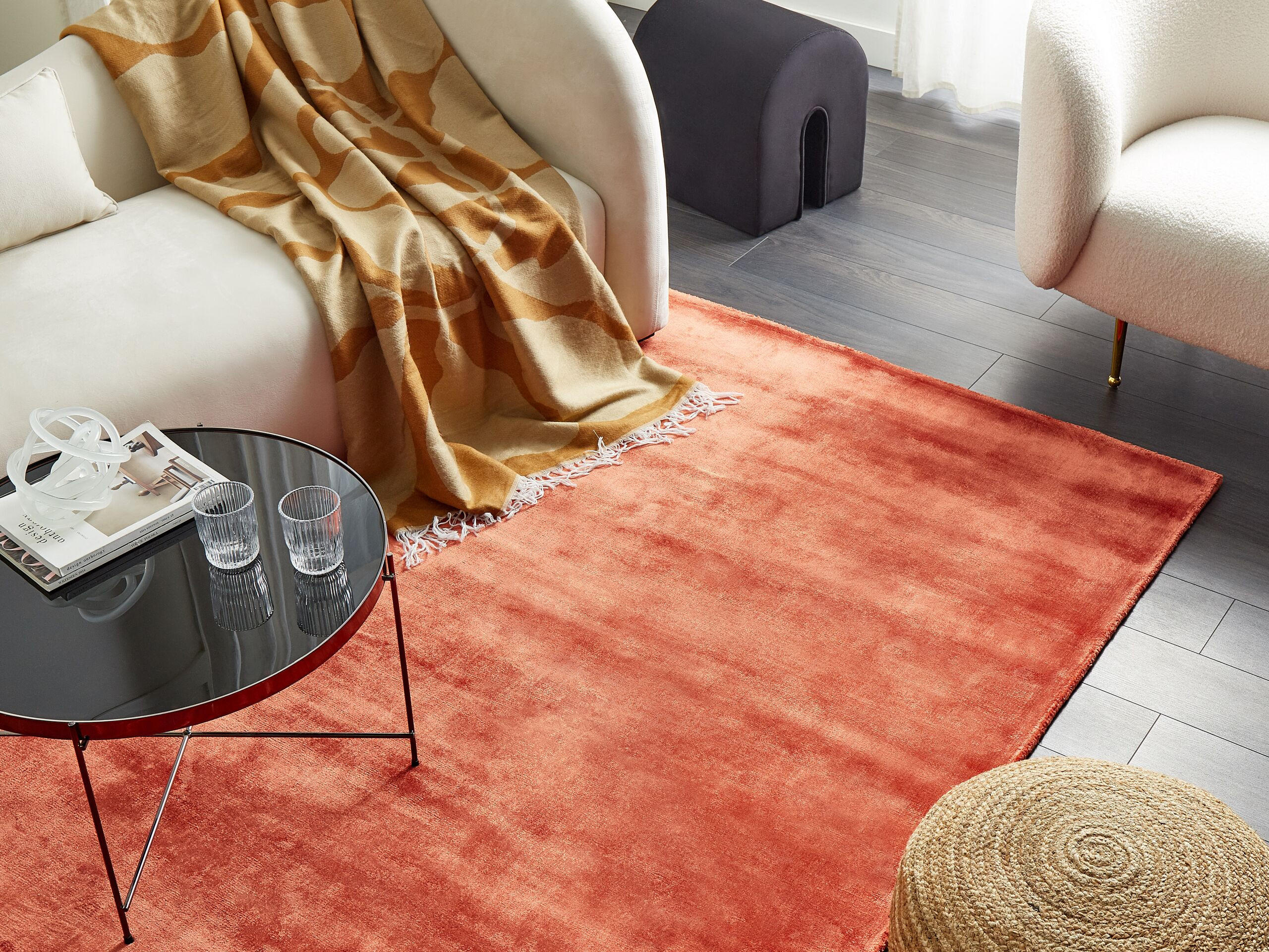 KURZFLOR-TEPPICH Gesi II 200/140 cm - Orange, Naturmaterialen (140/200cm) - Beliani
