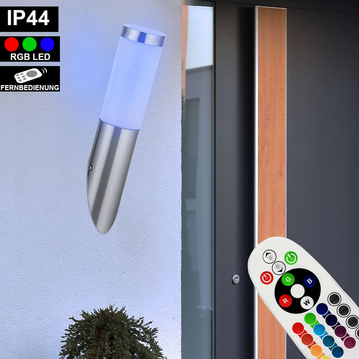 LED AUSSEN-WANDLEUCHTE Edelstahl Silber - Silberfarben, Kunststoff (37.6/37.6/7.6cm)