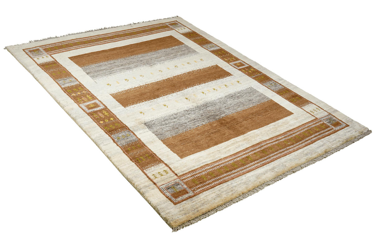 GABBEH-TEPPICH handgeknüpft Rizbaf Braun 240/174 cm Schurwolle - Braun, Textil (174/240cm) - Looma
