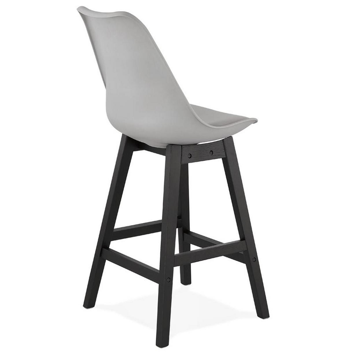 BARHOCKER Kunstleder Eichenholzgestell Sitzhöhe 65cm Skandi-Stil MIRANOX MINI, Grau-Schwarz 56x48x102 cm - Schwarz/Grau, Eichenholz/Kunststoff (48/102/56cm) - KADIMA DESIGN