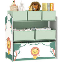 KINDERREGAL DE-17258 3 Ebenen & 6 herausnehmbare Stoffboxen Grün - Grün, Holzwerkstoff (63/66/30cm) - ComfortXL