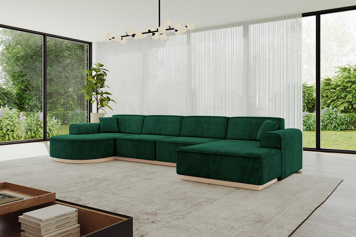 WOHNLANDSCHAFT ARRIO-U2 303x171x83 cm Dunkelgrün - Dunkelgrün, Holzwerkstoff/Textil (388/83/171cm) - ALTDECOR