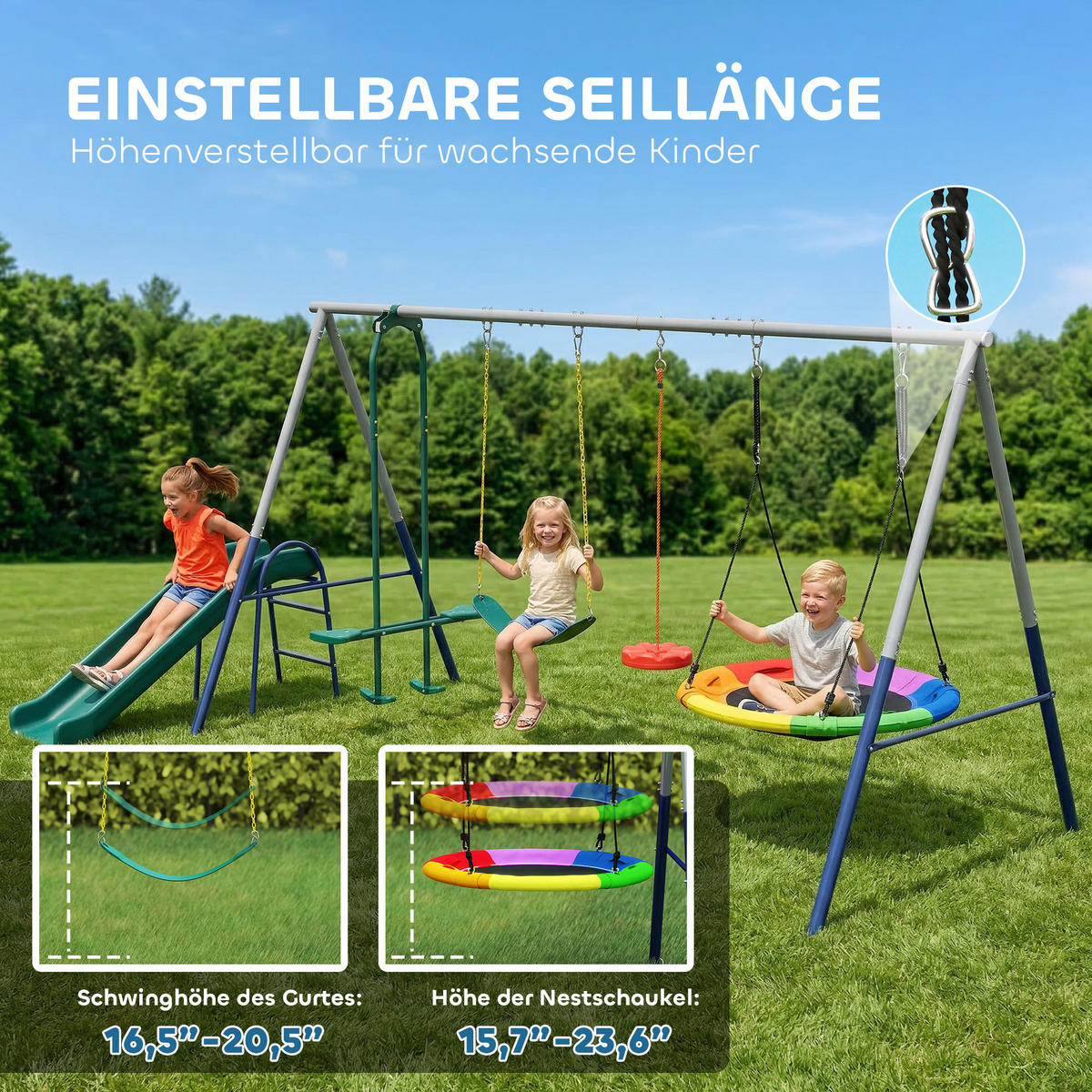 SCHAUKELGESTELL Stahl HDPE Mehrfarbig - Multicolor, Metall (196/203/382cm) - AIYAPLAY