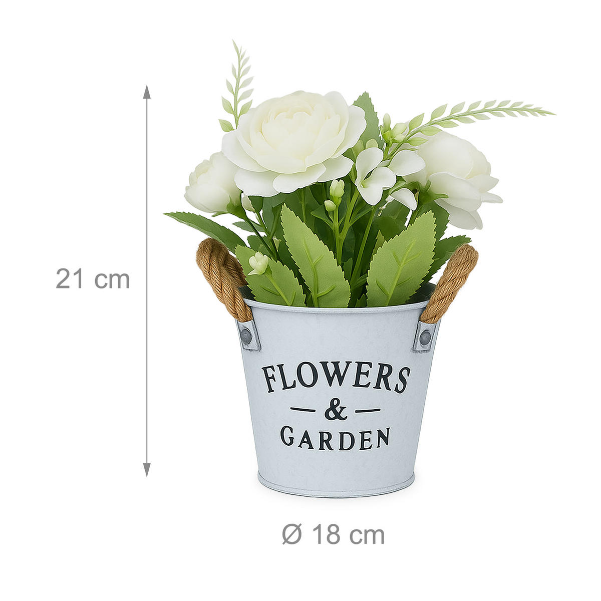 3XKUNSTBLUMEN - Multicolor/Weiß, Kunststoff/Metall (21cm) - Relaxdays