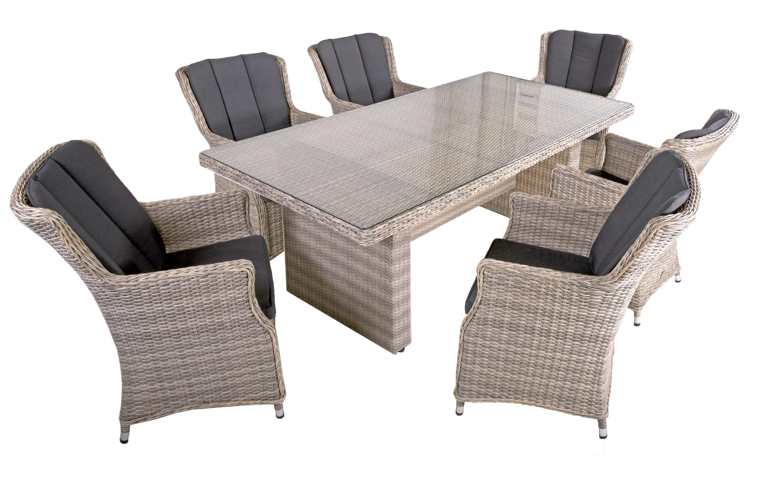 GARTEN-SITZGRUPPE Hanoi 7-teilig Gartenmöbel-Set - Grau, Kunststoff - DELUKE