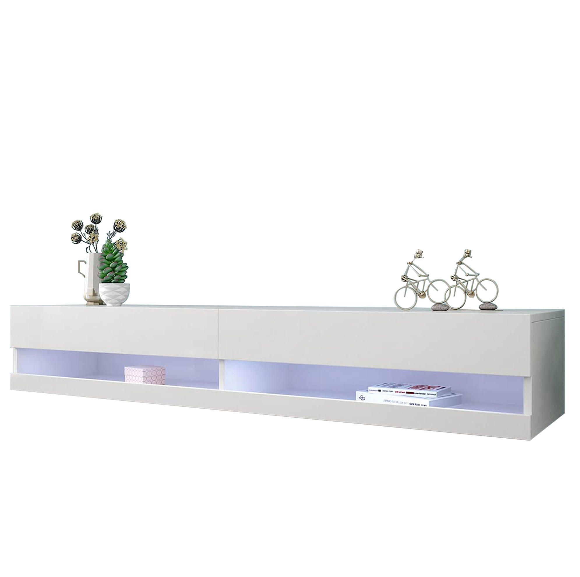 TV-LOWBOARD wandhängend in Weiß Hochglanz mit LED 140/40/30.5 cm - Weiß, Holzwerkstoff (140/30.5/40cm) - Redom