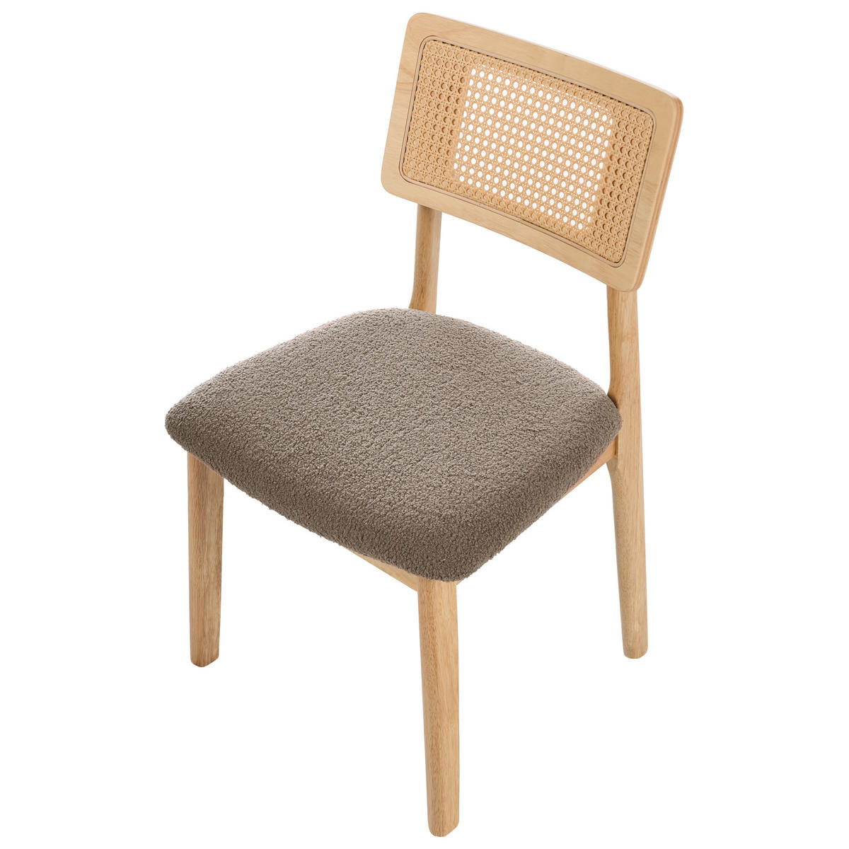 ESSZIMMERSTUHL 2er Set Holz Hellbraun/Taupe Embar - Hellbraun, Holz (50/86/52cm) - Beliani