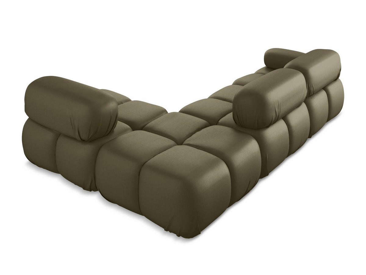 ECKSOFA Rechts Kunstleder Grün - Schwarz/Olivgrün, Leder/Kunststoff (285/190cm) - Makamii