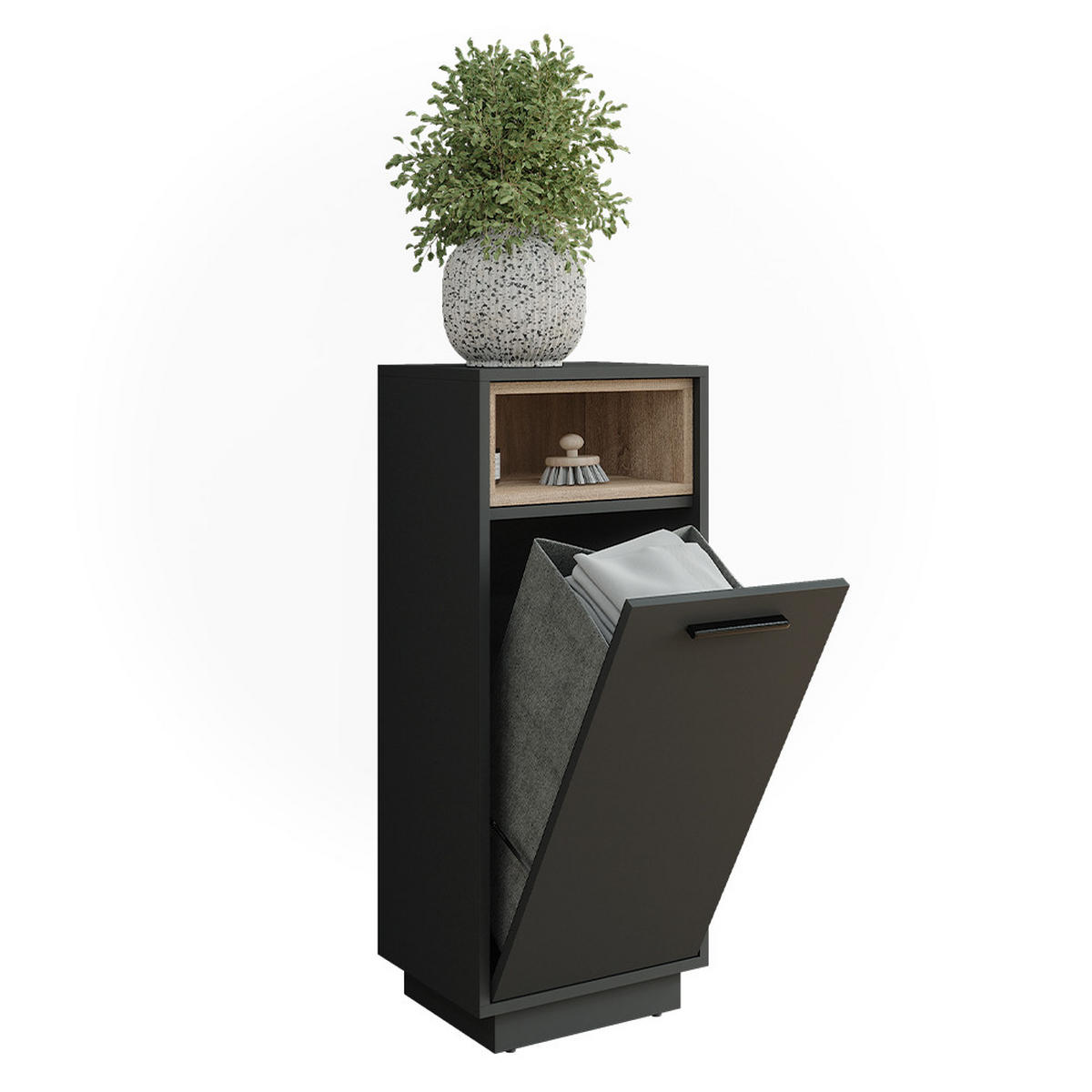 WÄSCHESCHRANK Beatrice Anthrazit/Sonoma 38 x 93 cm mit herausnehmbarer Innentasche - Anthrazit/Sonoma Eiche, Holzwerkstoff (38/93/30cm) - Vicco