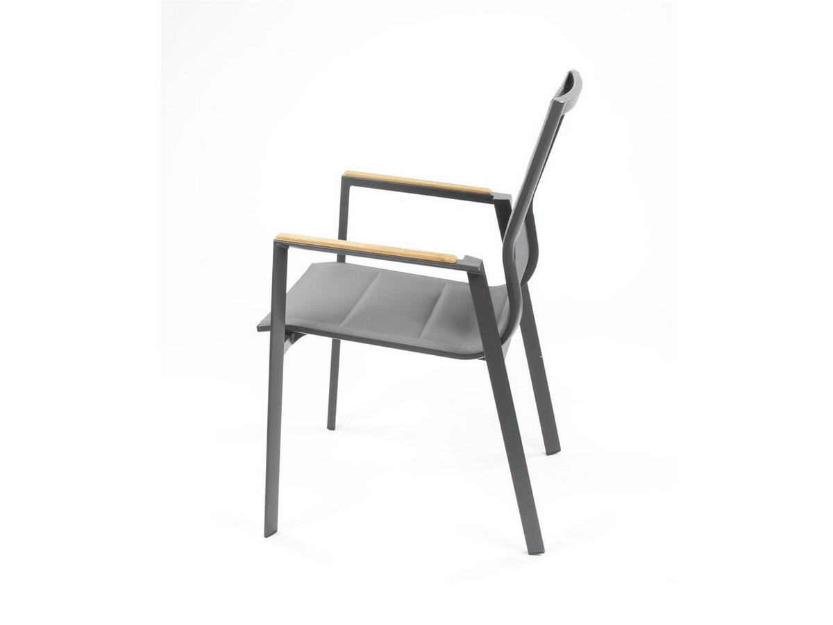 GARTEN-STAPELSTUHL Newport 2er-Set Anthrazit Aluminium feste Rückenlehne - Grau, Kunststoff (60.5/90/56cm) - bellavista - Home & Garden