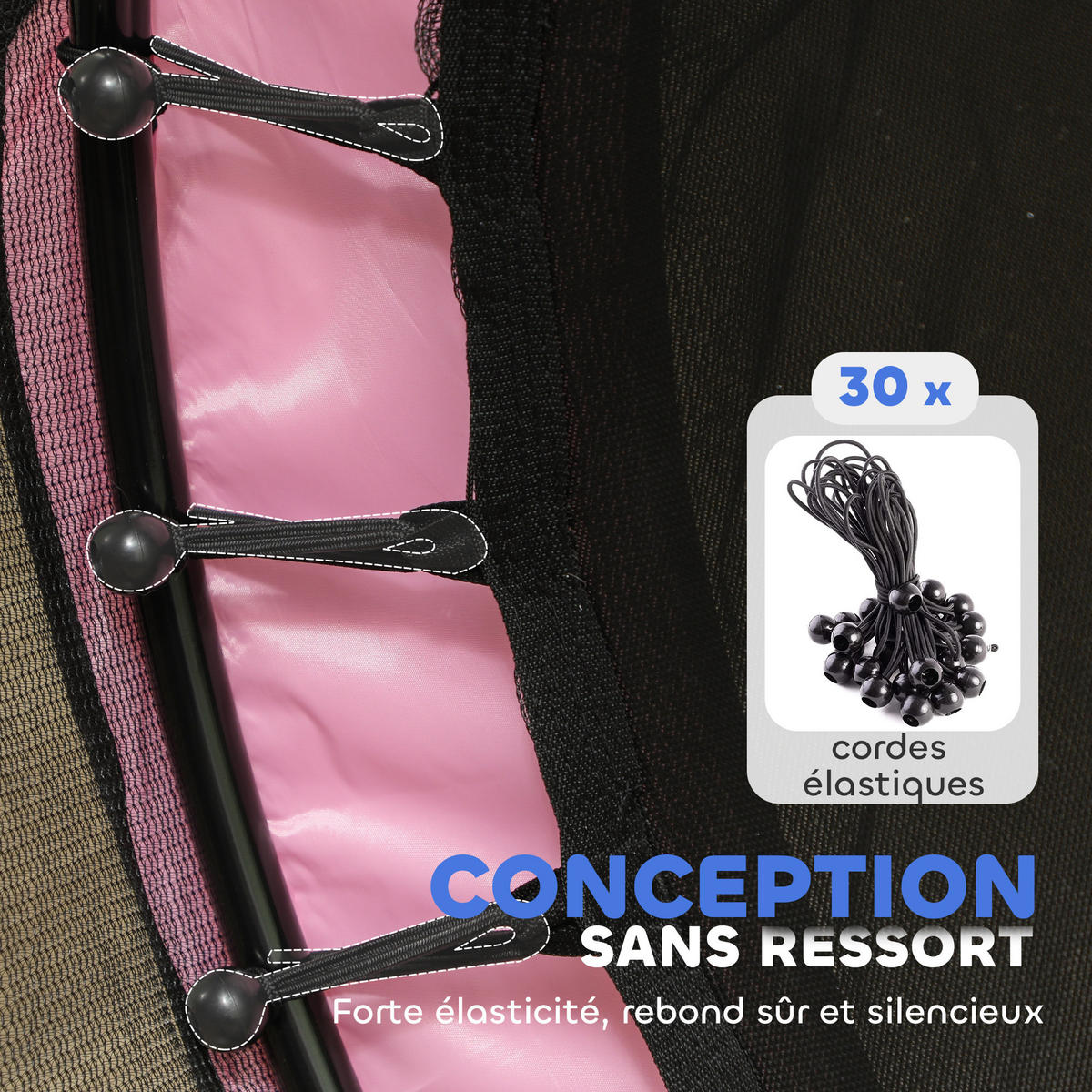 TRAMPOLIN DE-18989 Ø140 cm mit Sicherheitsnetz Rosa - Pink, Metall (140/140cm) - ComfortXL