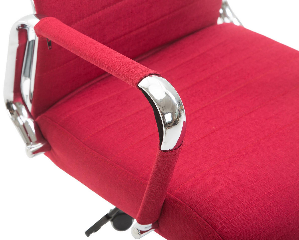 DREHSTUHL Stoff rot - Chromfarben/Rot, Textil/Metall (58/105/66cm) - CLP