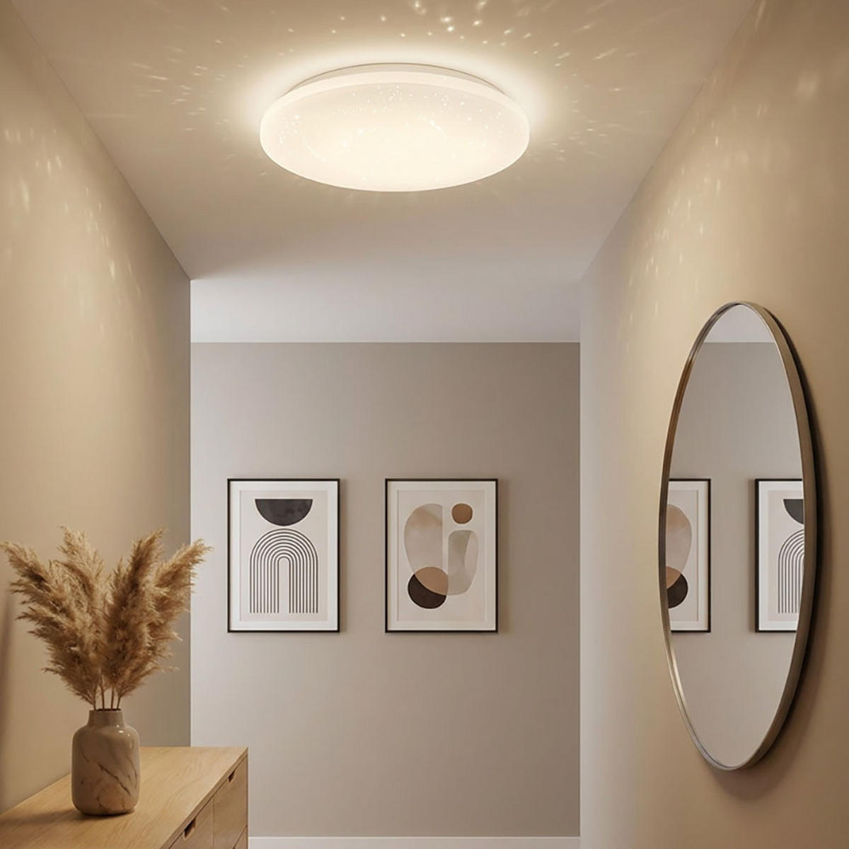 LED DECKENLEUCHTE Weiß mit Sterneneffekt - Weiß, Metall (54/54/7.6cm) - Globo Lighting