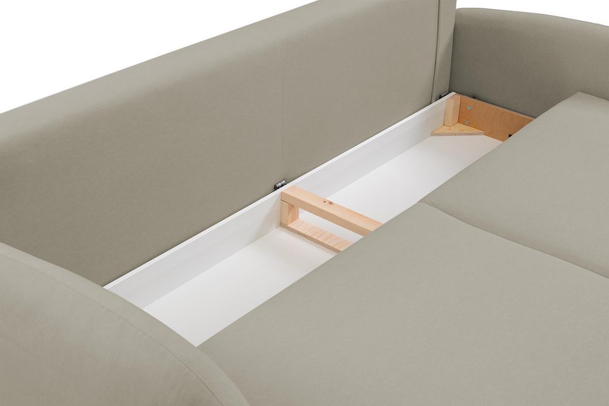 SCHLAFSOFA Bafra Beige Velours - Beige/Schwarz, Holz/Textil (232/92/102cm) - Selsey