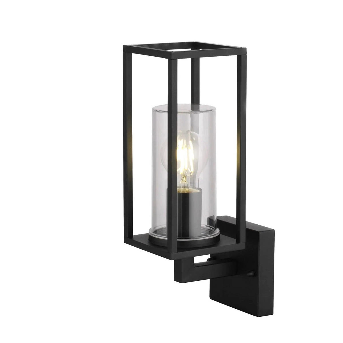 AUSSENWANDLEUCHTEE Schwarz E27 Klarer Diffusor IP54 - Schwarz, Metall (11/34/15.5cm) - CGC Europe