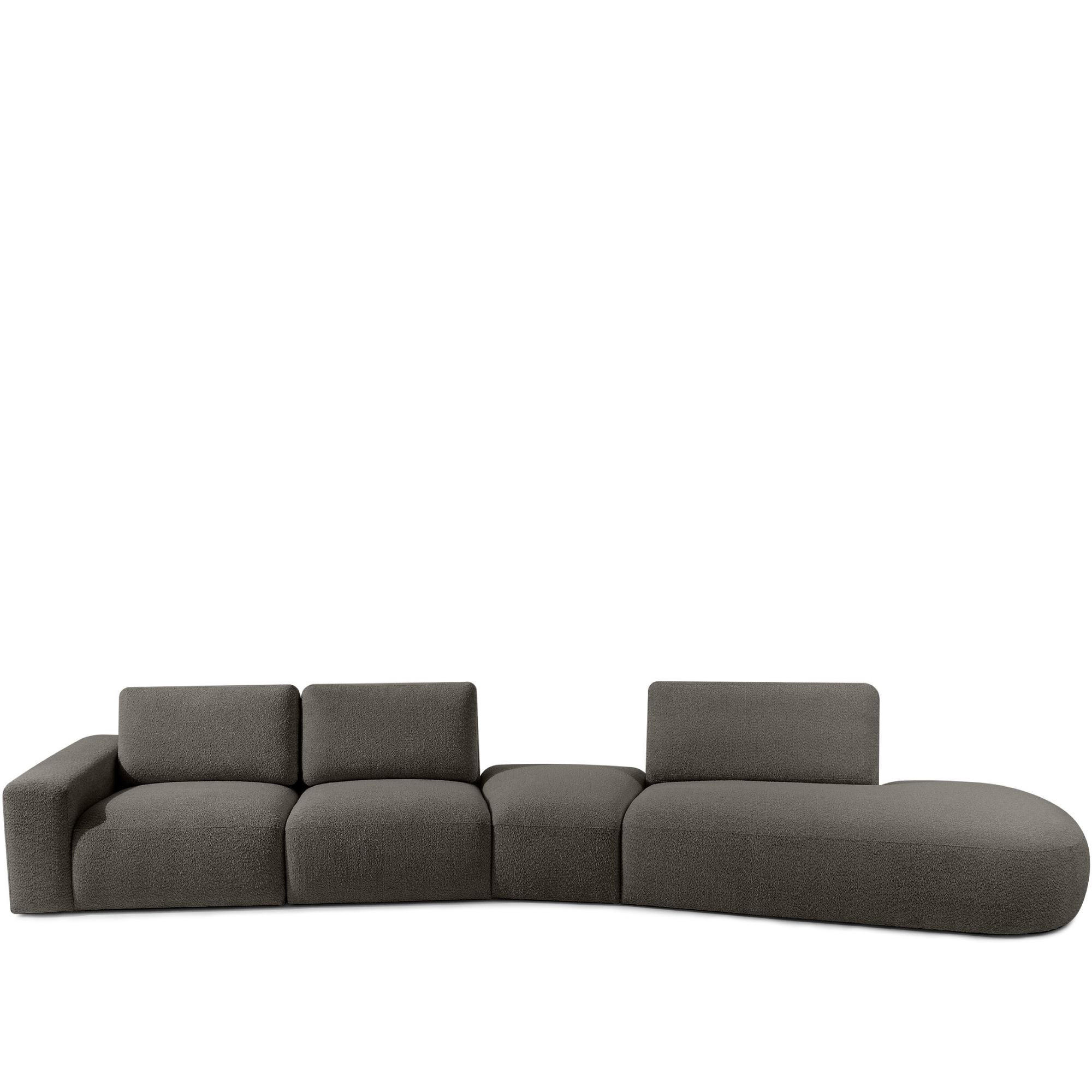 5-SITZER ECKSOFA ZUCCO Boucle rechts, Dunkelbraun - Dunkelbraun, Textil (430/84/105cm) - KONSIMO®