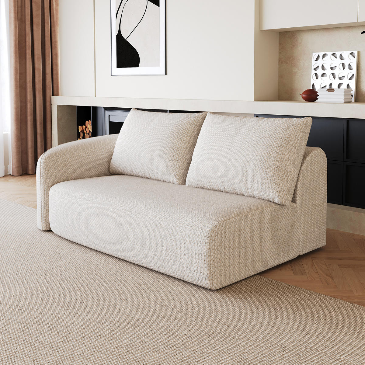 SOFAELEMENT DE-34711 Links-2-Sitzer Weiß - Weiß, Textil (90/85/160cm) - ComfortXL
