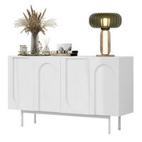 SIDEBOARD in Weiß Anrichte mit 4 Türen im Bogenmuster für Esszimmer und Wohnzimmer, B140/T42/H80 cm - Weiß, Holzwerkstoff/Metall (140/80/42cm) - STILVORA