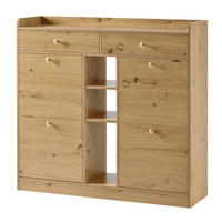 SCHUHSCHRANK holz-optik 110 cm mit 4 klapptüren & 2 schubladen - Naturfarben, Holzwerkstoff (110/100/26cm) - Urban Meuble