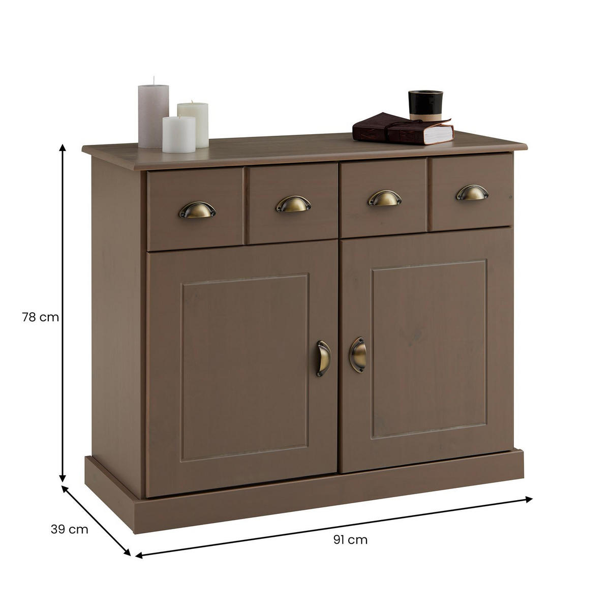 KOMMODE PARIS - Taupe, Holz (91/78/39cm) - IDIMEX