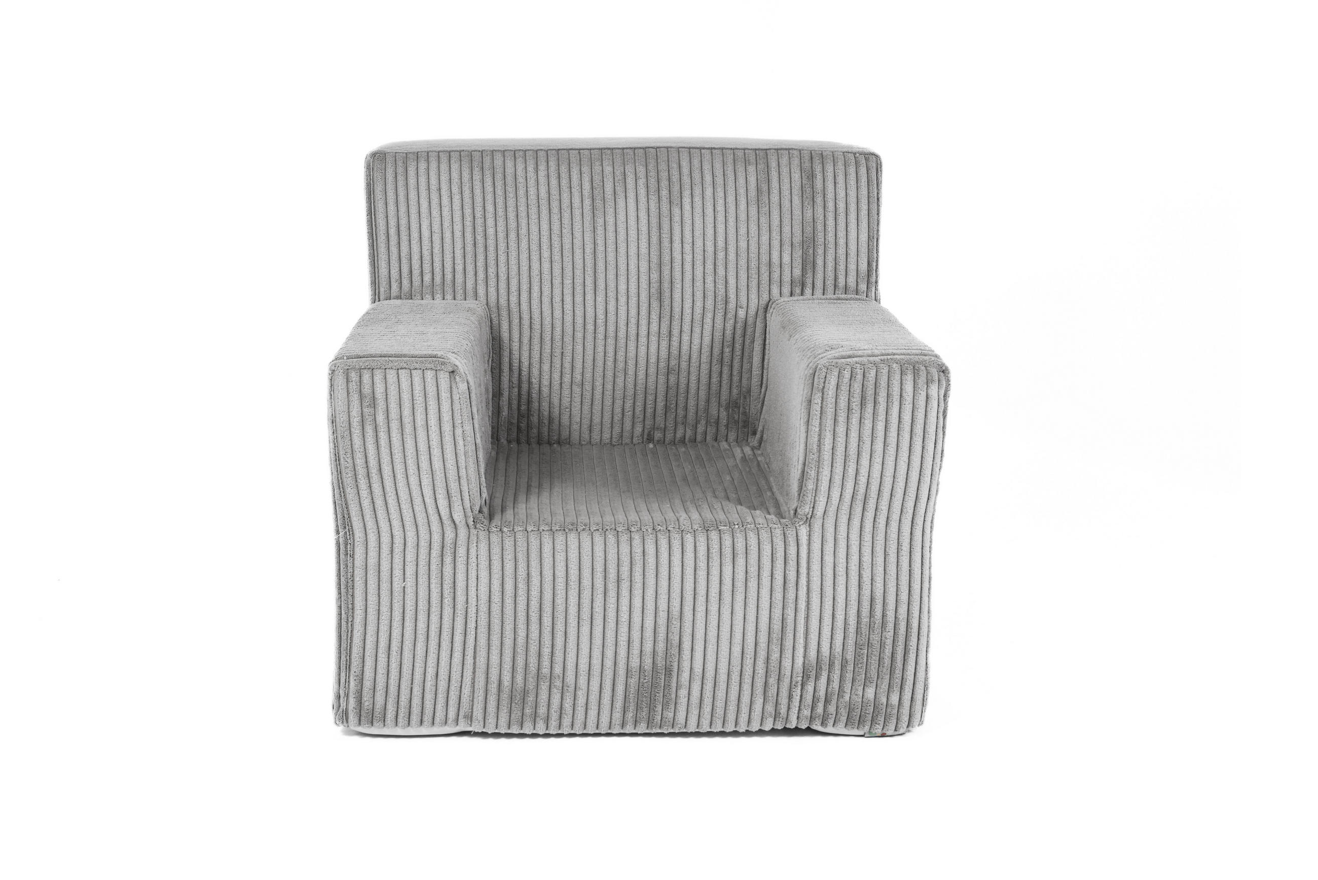 KINDERSESSEL aus Kuschel-Cord in Hellgrau - Hellgrau, Textil (51/47/33cm) - Fortisline
