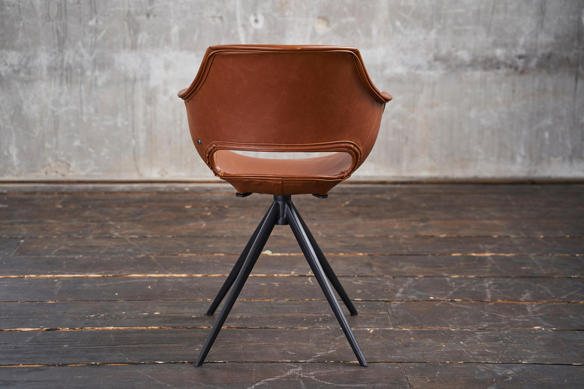 DREHSTUHL ZAJA Braun Kunstleder - Dunkelbraun/Braun, Leder (57/85/59cm) - KAWOLA