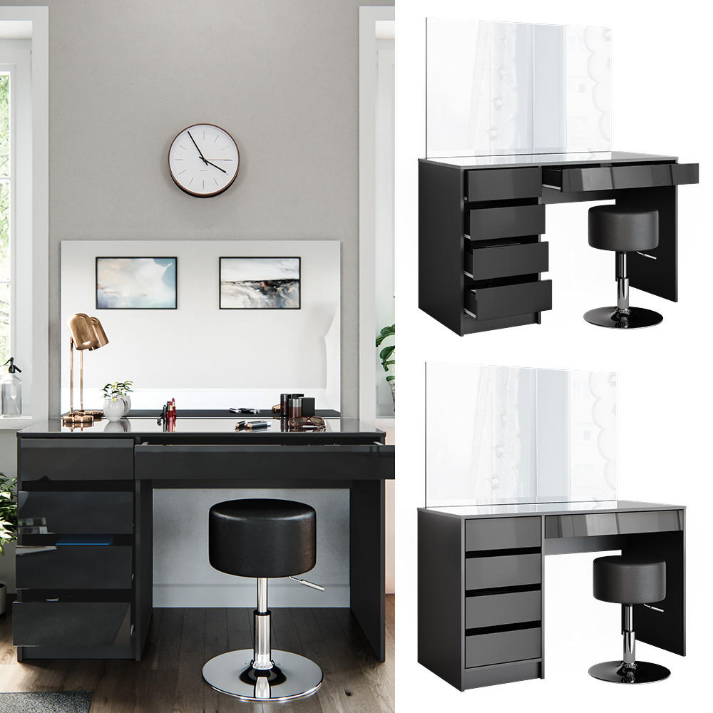 Thumbnail - Vicco Schminktisch-Set, Anthrazit, Holzwerkstoff, 5 Fächer, 5 Schubladen, Rechteckig,Rechteckig, 120x75x55 cm, Schlafzim...