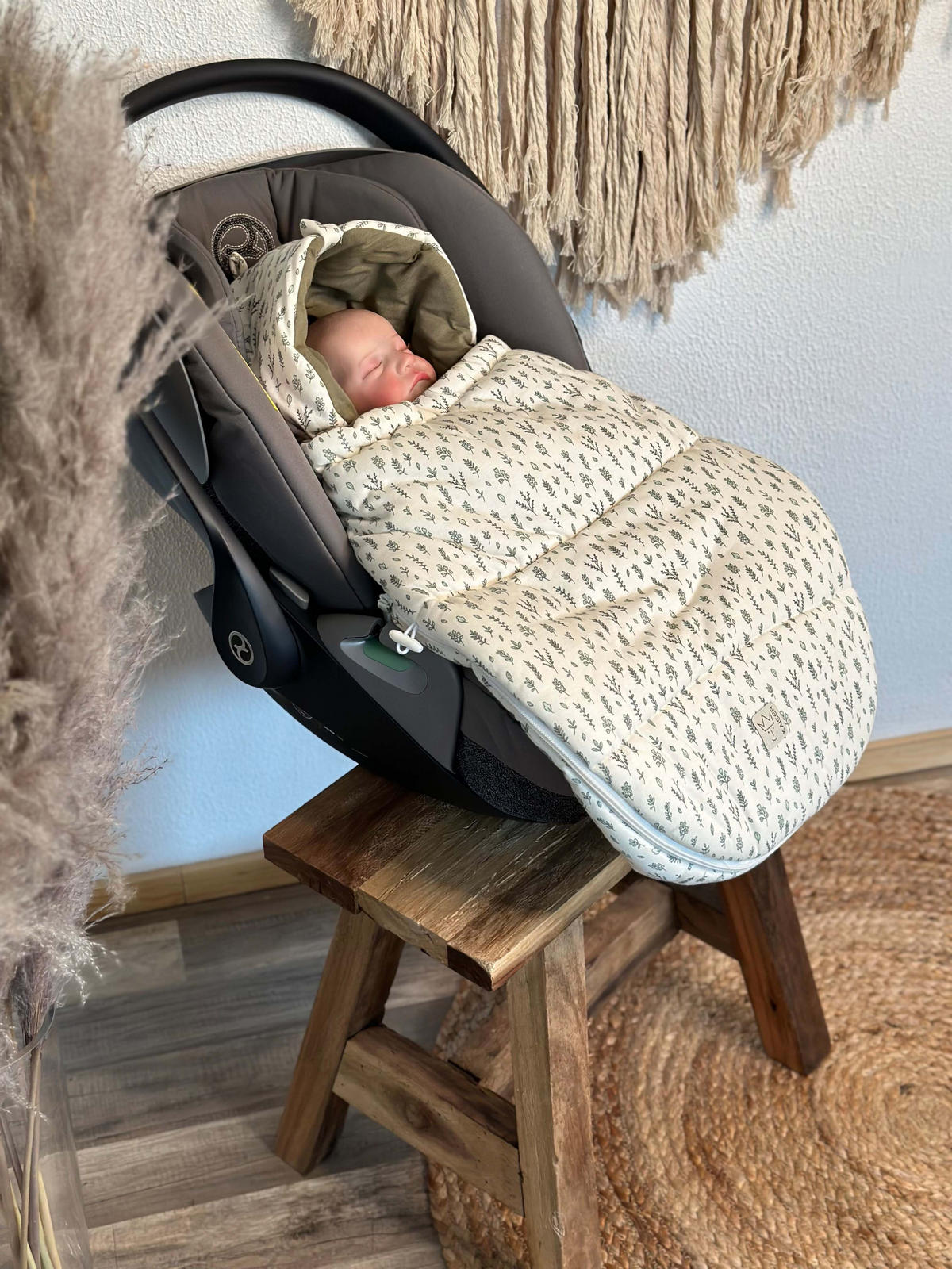 BABYSCHALENFUSSSACK Small Jersey Hooded, leave - Weiß, Textil (40/9/80cm) - Kaiserbaby