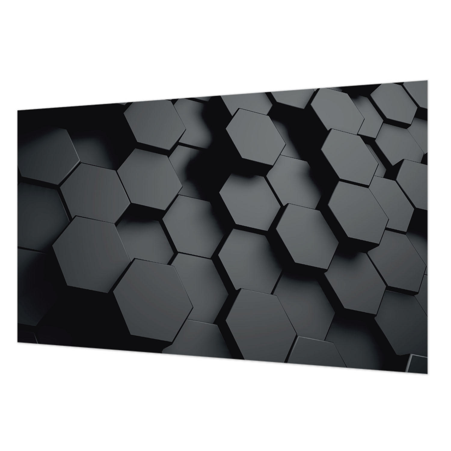 FOTOTAPETE 416x254 cm - 3D-Sechsecke - Schwarz, Textil (416/254cm) - Wallfluent
