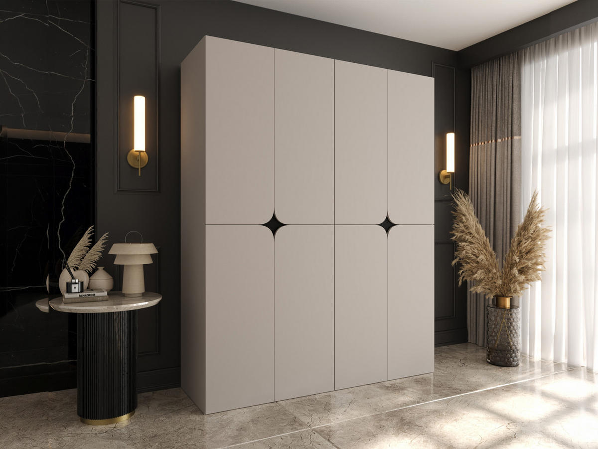 DREHTÜRENSCHRANK Espresso 180 cm - Kaschmir/Schwarz, Holzwerkstoff/Kunststoff (180/203/50cm) - MIRJAN24