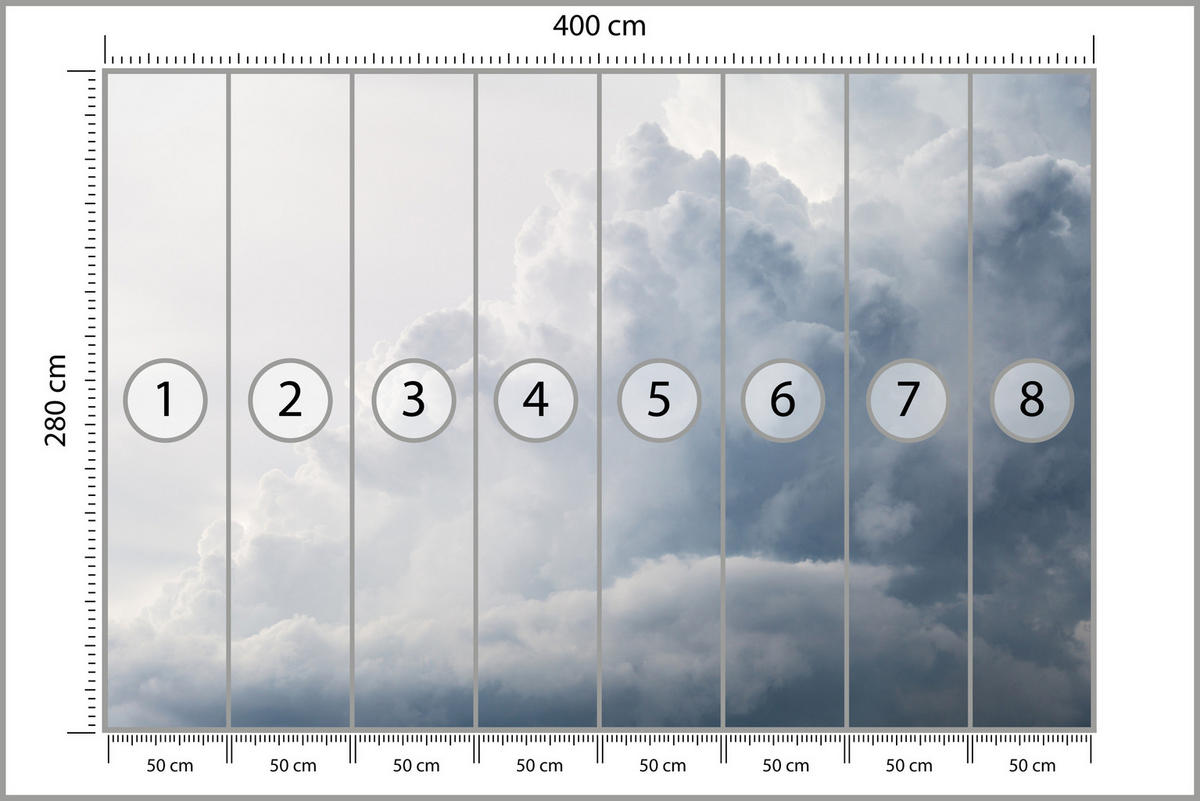 FOTOTAPETA Pre Spálňu Daždivé Dusno Obloha Oblaky Búrka 400 x 280 cm - biela, papier (400/280cm) - Muralo