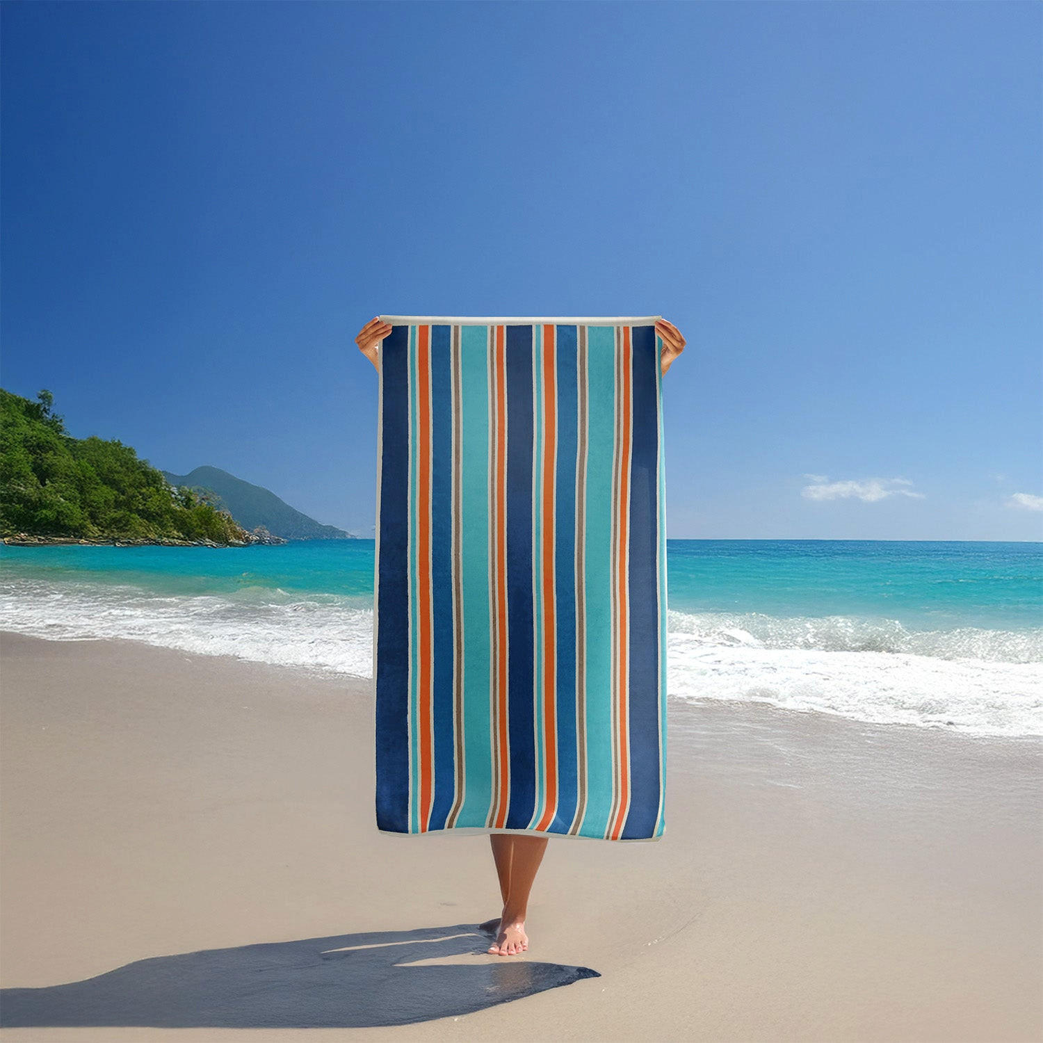 STRANDTUCH Frottee Samt Jacquard Blau 100x175 470g/m² - Zamora - Blau, Textil (100/175cm) - LE COMPTOIR DE LA PLAGE