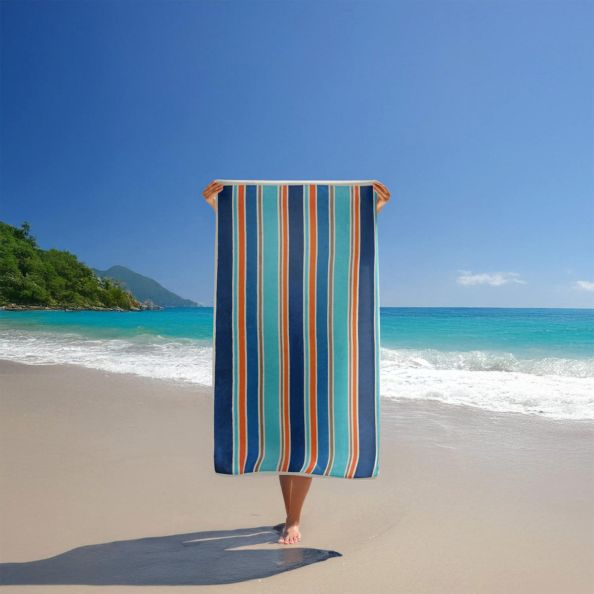 STRANDTUCH Frottee Samt Jacquard Blau 100x175 470g/m² - Zamora - Blau, Textil (100/175cm) - LE COMPTOIR DE LA PLAGE