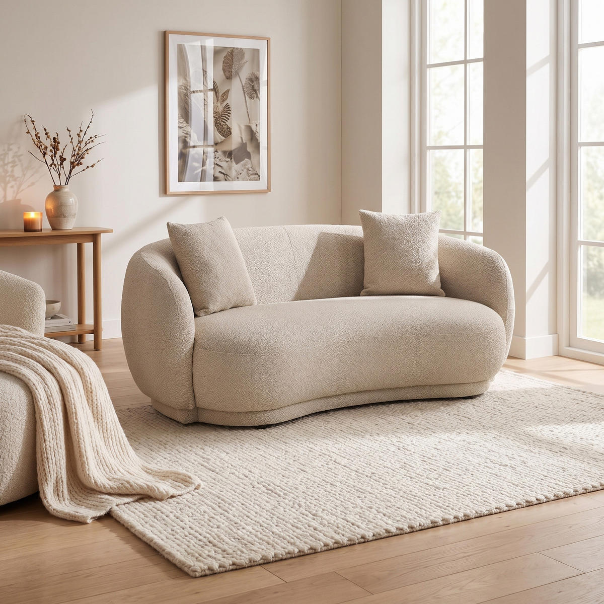 SOFFA Ella 190 x 96 x 74 cm – sandfärg - Sandfärg, Textil (190/74/96cm) - ebuy24