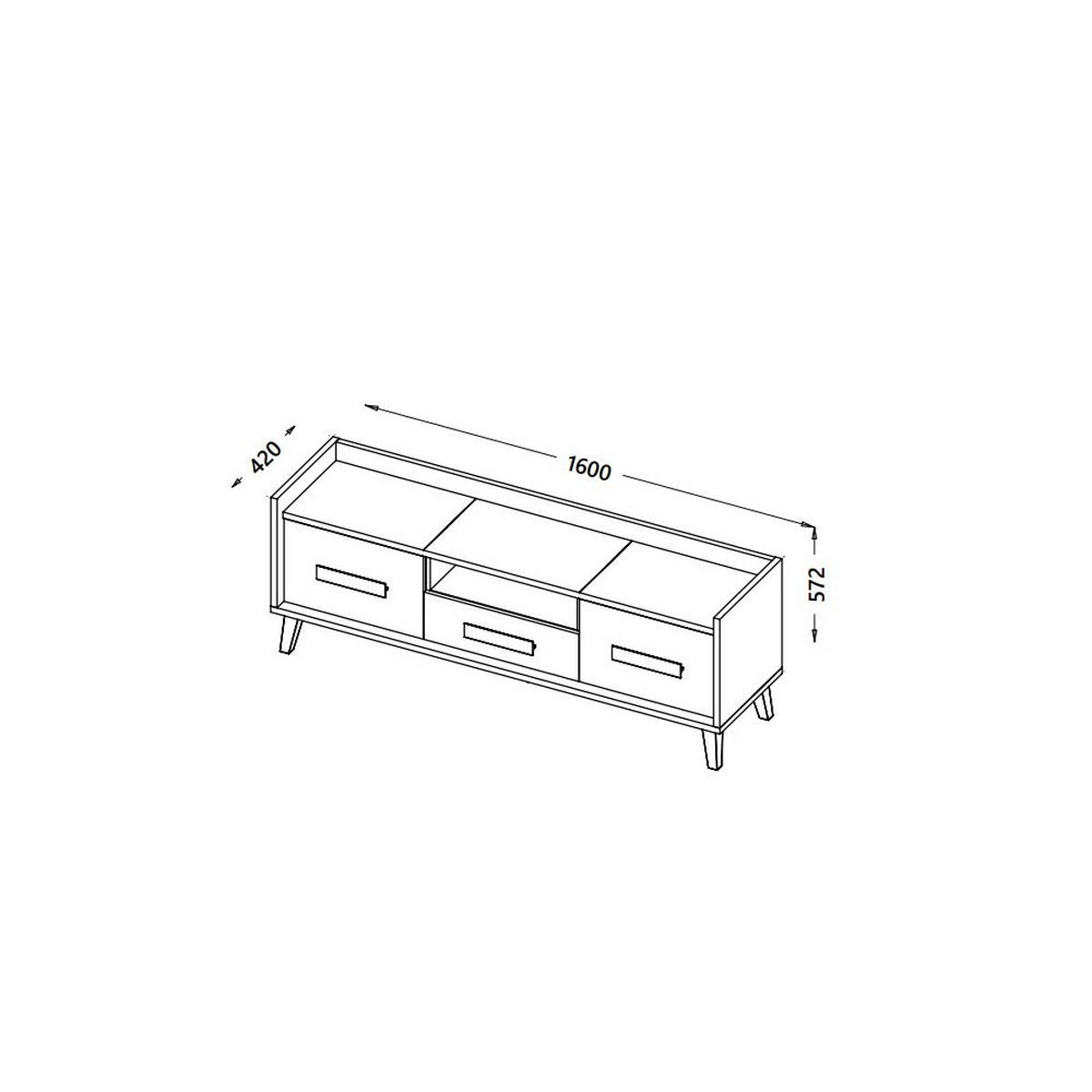 LOWBOARD FIABA 160/57,2/42 cm, Anthrazit - Anthrazit/Weiß, Holzwerkstoff (160/57.2/42cm) - MASSENO