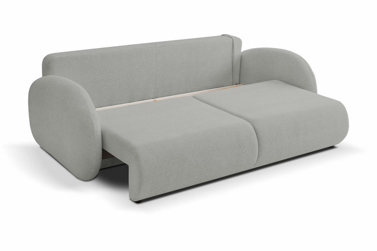 SOFA LOOP Schlaffunktion & Bettkasten PUR-Schaum Schwarze Kunststofffüße skandinavischer Stil lose Rückenkissen freistehend 234x112x86 cm Grey - Grau, Holz/Textil (234/86/112cm) - DomoHome